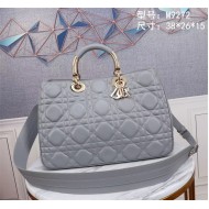 LADY 95.22 LARGE BAG Cannage Calfskin Grey High