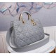 LADY 95.22 LARGE BAG Cannage Calfskin Grey High