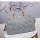 LADY 95.22 LARGE BAG Cannage Calfskin Grey High