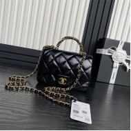 Chanel MINI FLAP BAG WITH TOP HANDLE AS5032 Shiny Lambskin Black A