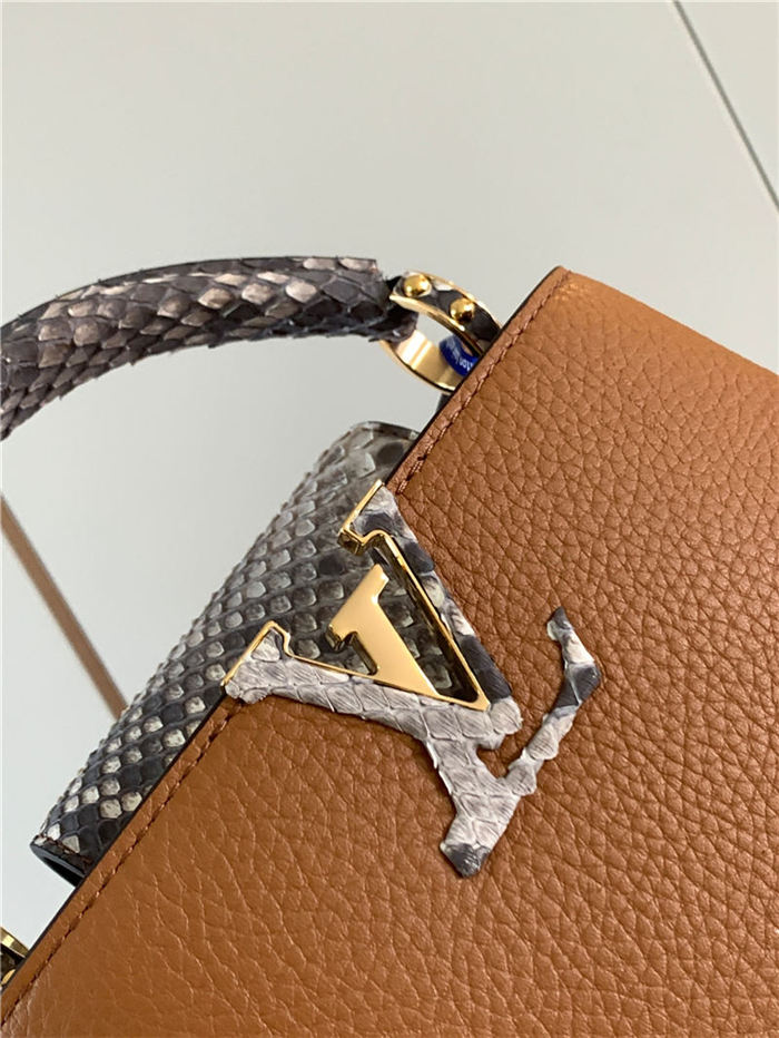 Louis Vuitton CAPUCINES MINI Taurillon/Python Camel M80931 High