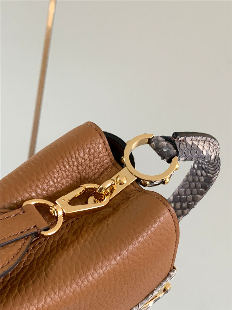 Louis Vuitton CAPUCINES MINI Taurillon/Python Camel M80931 High