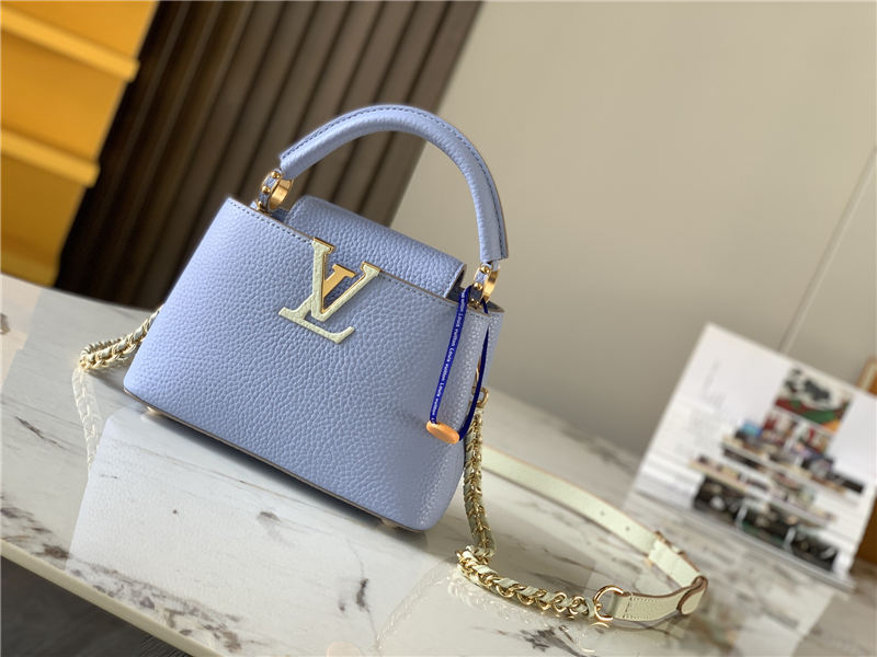 Louis Vuitton CAPUCINES MINI Taurillon Light Blue/Beige M59709 High