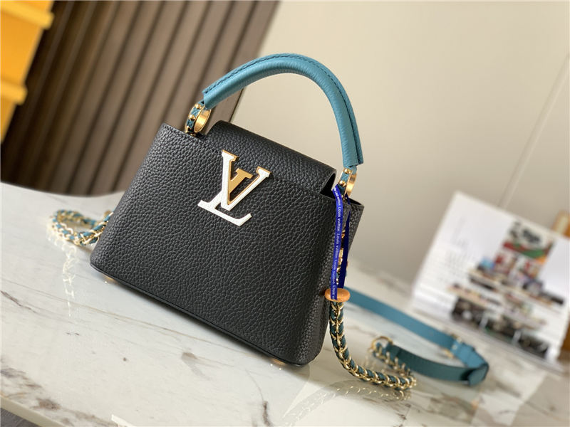 Louis Vuitton CAPUCINES MINI Taurillon Black/Blue M59709 High