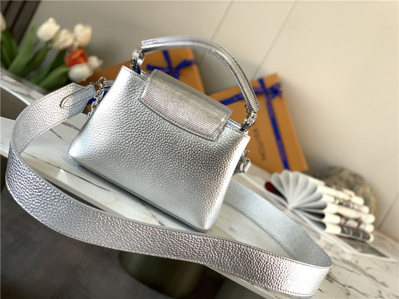 Louis Vuitton CAPUCINES MINI Taurillon/Lizard Silver M80239 High