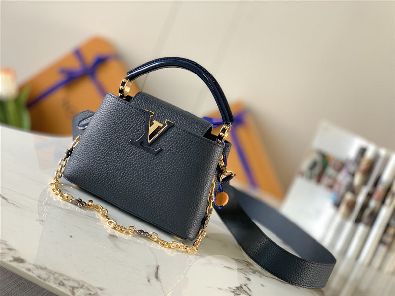 Louis Vuitton CAPUCINES MINI Taurillon Navy M80239 High