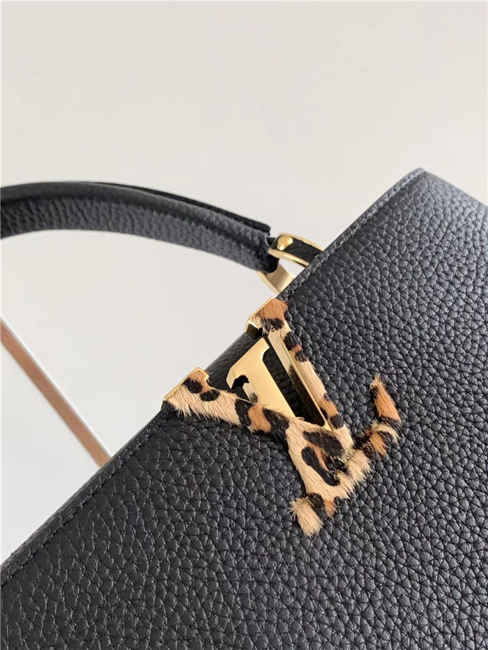 Louis Vuitton CAPUCINES MM Taurillon Black/Leopard M57216 High