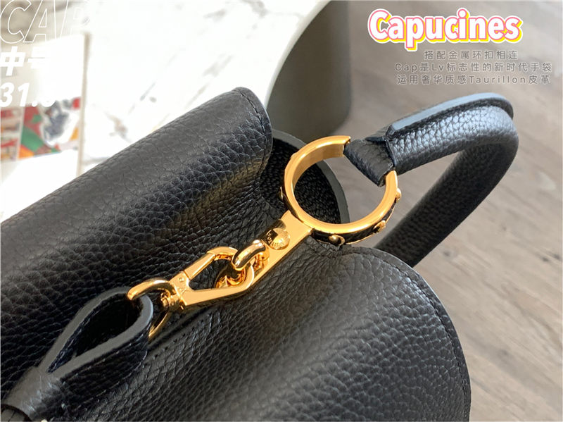 Louis Vuitton CAPUCINES MM Taurillon Black M57216 High