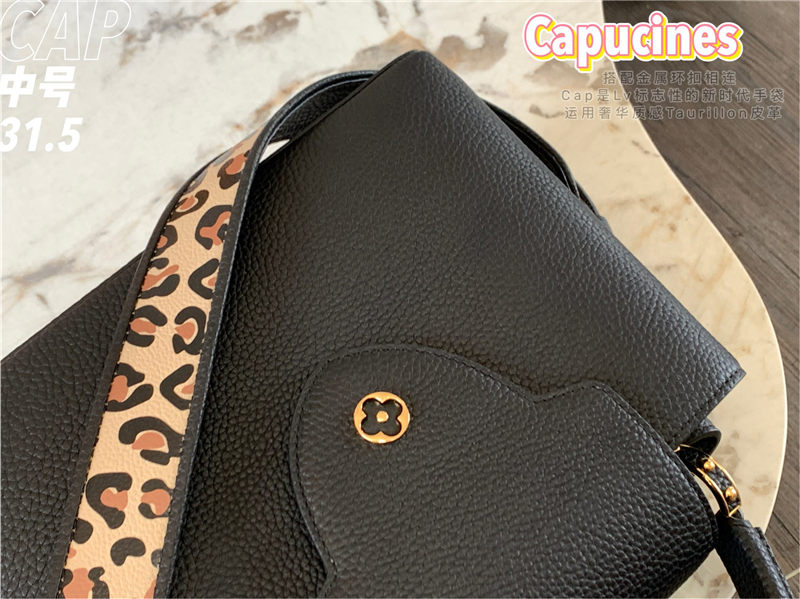 Louis Vuitton CAPUCINES MM Taurillon Black M57216 High