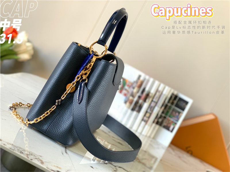 Louis Vuitton CAPUCINES MM Taurillon Navy M59209 High