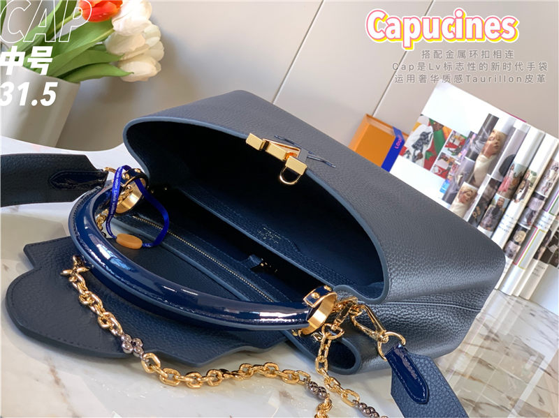 Louis Vuitton CAPUCINES MM Taurillon Navy M59209 High