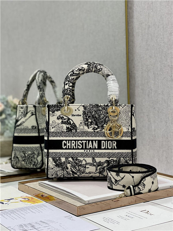 MEDIUM LADY D-LITE BAG Toile de Jouy Zodiac Embroidery High