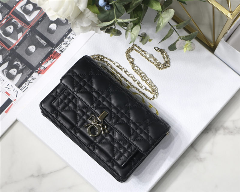 LADY Dior CHAIN POUCH Cannage Lambskin Black High