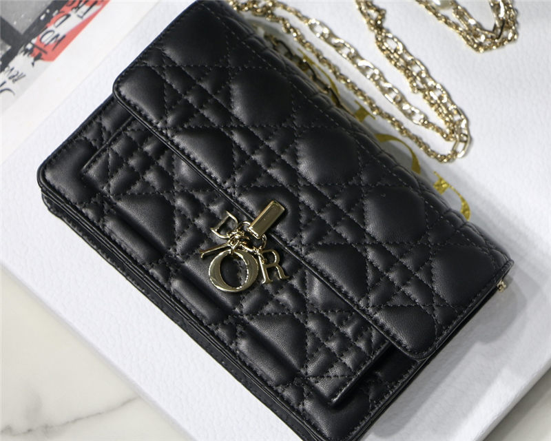 LADY Dior CHAIN POUCH Cannage Lambskin Black High