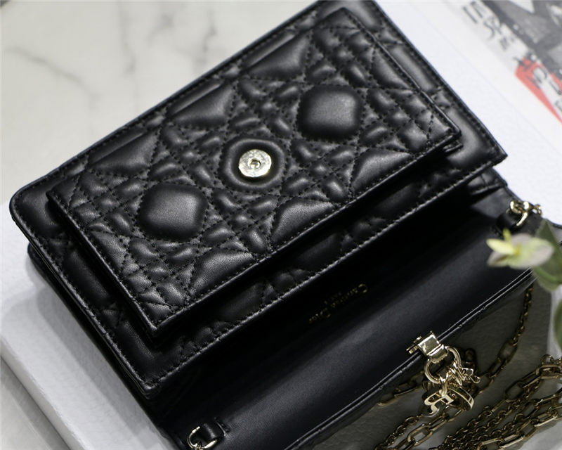 LADY Dior CHAIN POUCH Cannage Lambskin Black High