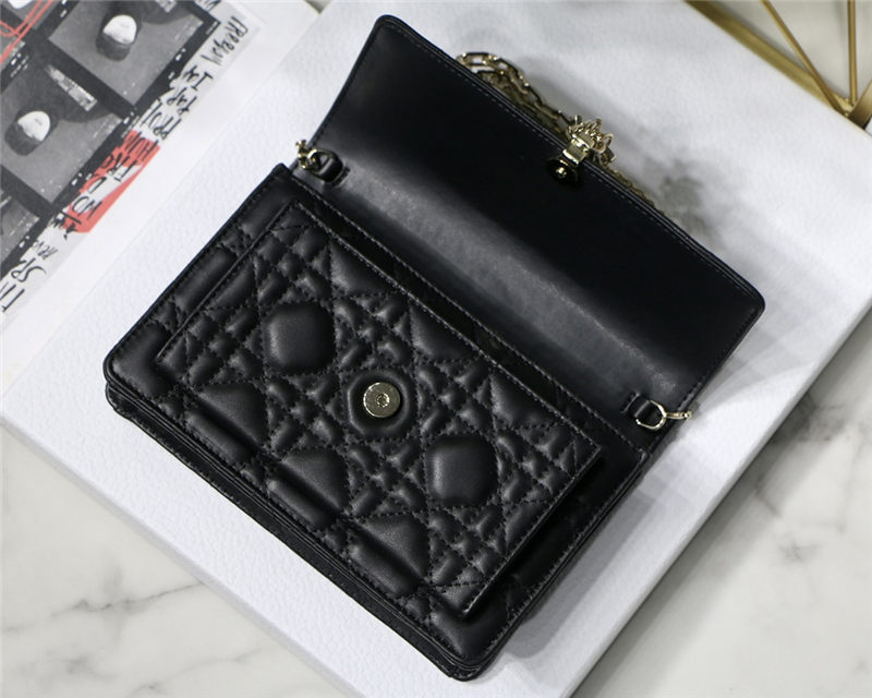 LADY Dior CHAIN POUCH Cannage Lambskin Black High