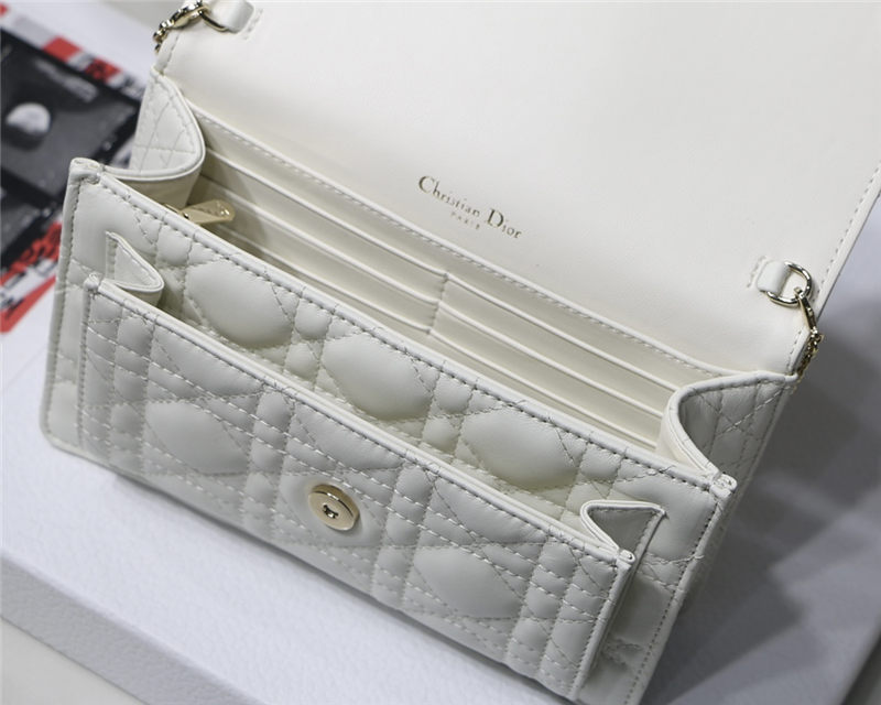 LADY Dior CHAIN POUCH Cannage Lambskin White High