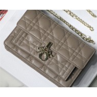 LADY Dior CHAIN POUCH Cannage Lambskin Warm Taupe High