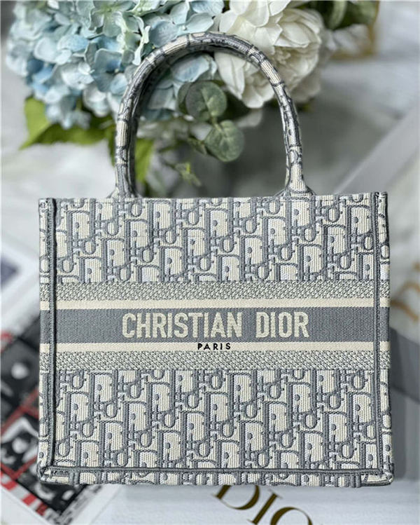 SMALL Dior BOOK TOTE Dior Oblique Jacquard Grey High