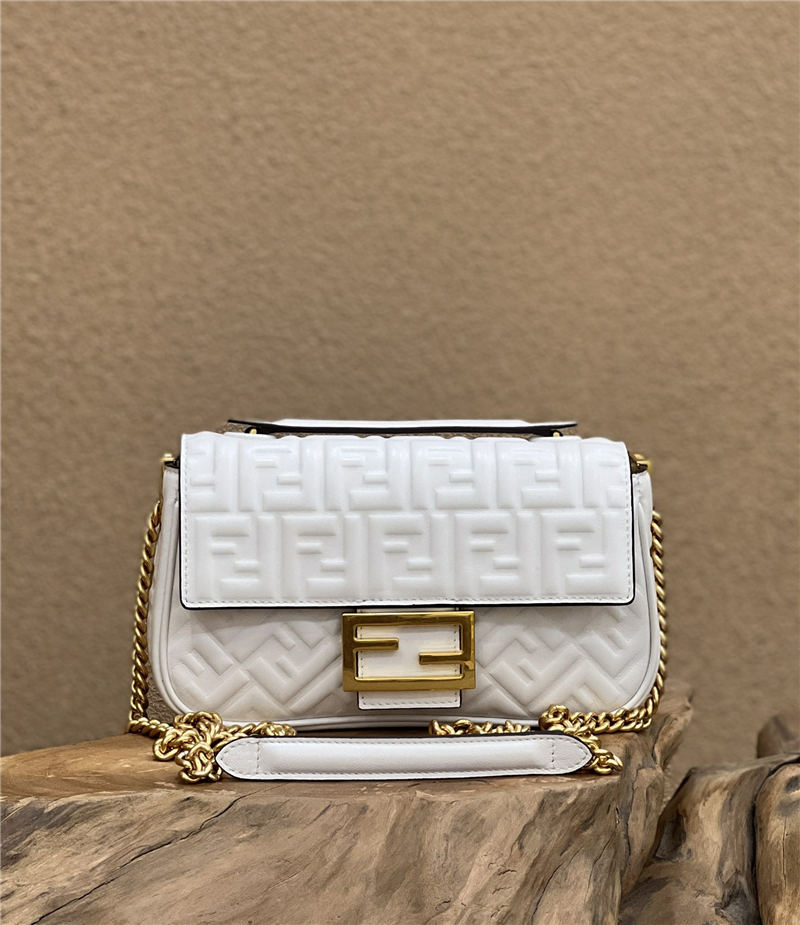 BAGUETTE Chain Midi leather bag White High