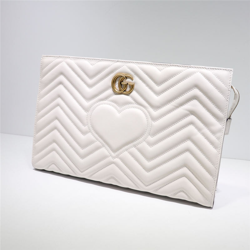 Gucci GG Marmont Matelasse Clutch 448450 White High