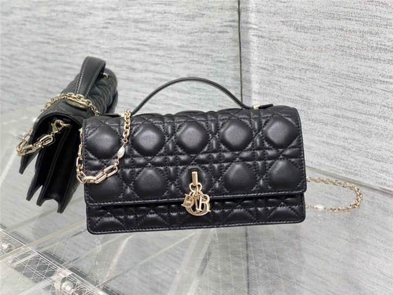 MISS DIOR MINI BAG Cannage Lambskin Black High