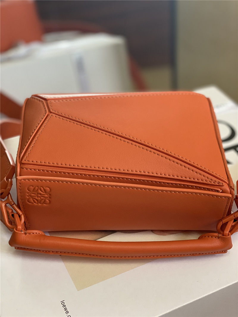 Mini Puzzle bag in satin calfskin Orange High