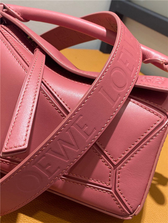 Mini Puzzle bag in satin calfskin Plumrose High