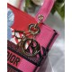 MEDIUM LADY D-LITE BAG  D-Flower Pop Embroidery Red and Pink High