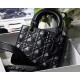 SMALL LADY Dior Cannage Calfskin with Diamond Motif Black High