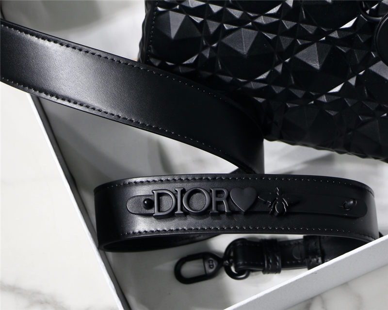 SMALL LADY Dior Cannage Calfskin with Diamond Motif Black High