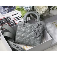 SMALL LADY Dior Cannage Calfskin with Diamond Motif Grey High