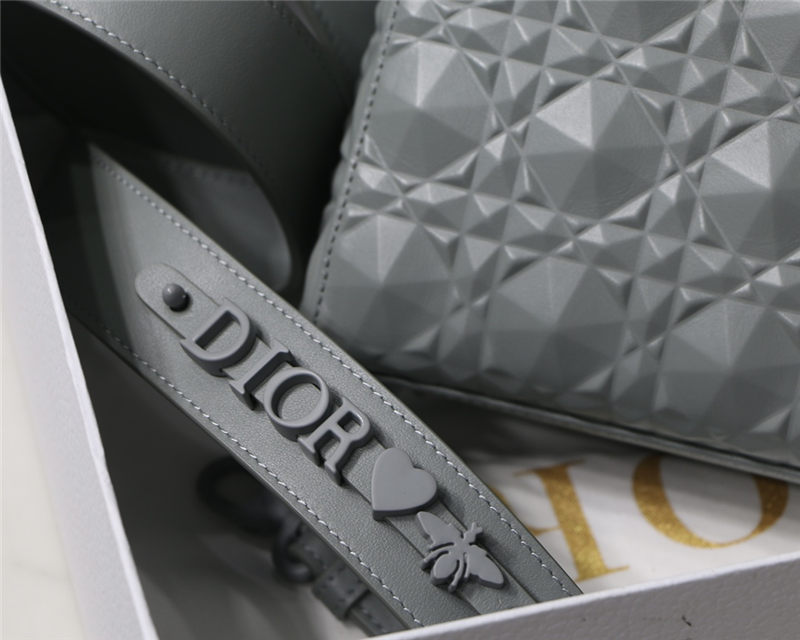 SMALL LADY Dior Cannage Calfskin with Diamond Motif Grey High