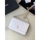 Classic Wallet on Chain A33814 Grained Calfskin Gold/Silver Metal White A