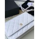 Classic Wallet on Chain A33814 Grained Calfskin Gold/Silver Metal White A