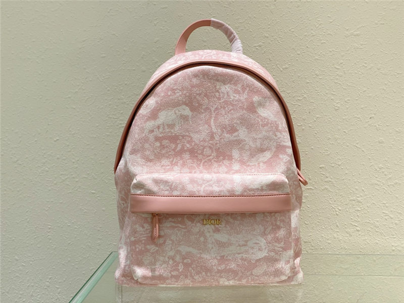 Dior BACKPACK Cotton Canvas with Ivory Toile de Jouy Print Pale Pink High