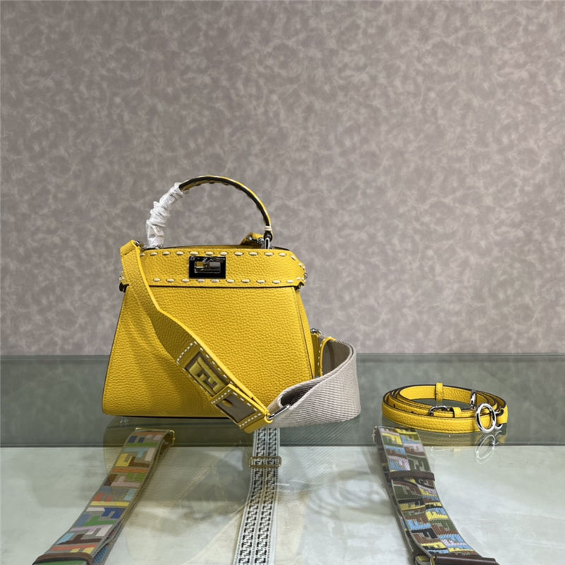 PEEKABOO ICONIC MINI grainy leather Selleria bag Yellow High