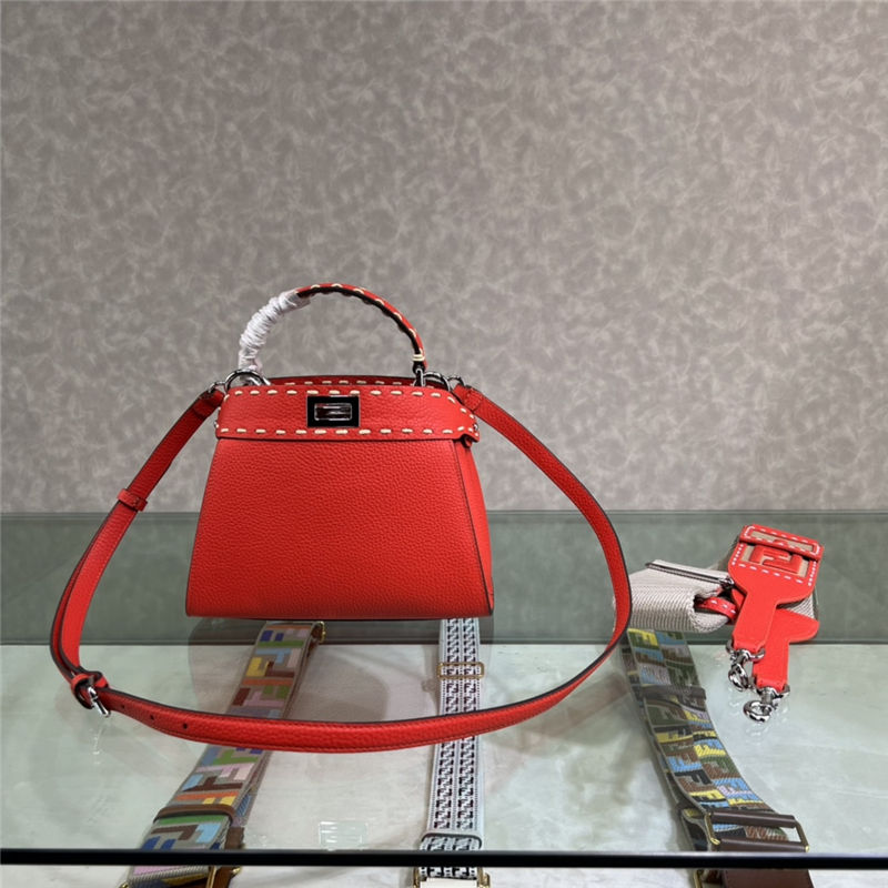 PEEKABOO ICONIC MINI grainy leather Selleria bag Red High