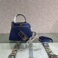 PEEKABOO ICONIC MINI grainy leather Selleria bag Blue High