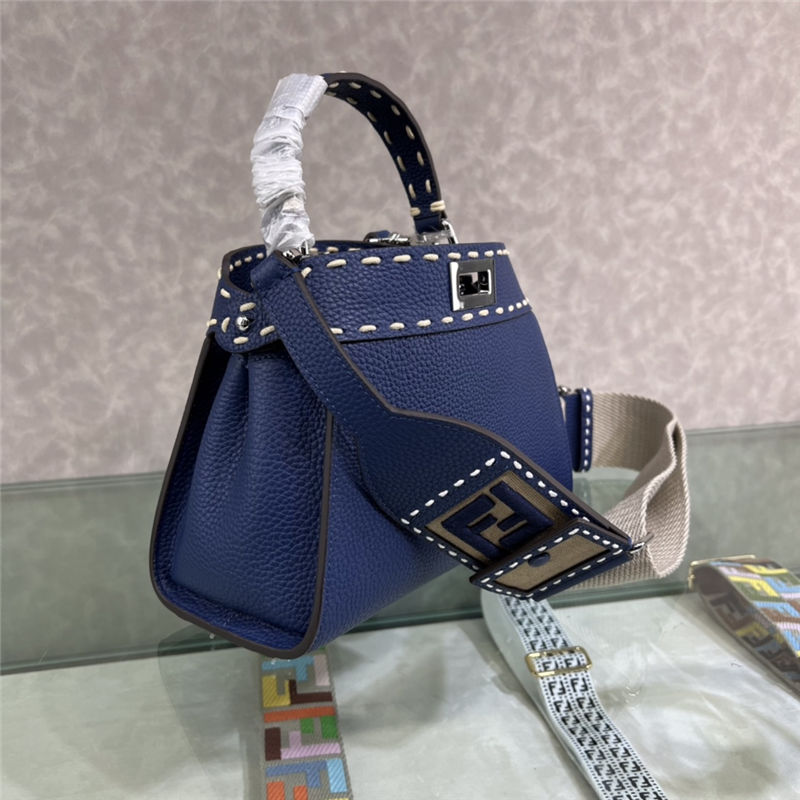 PEEKABOO ICONIC MINI grainy leather Selleria bag Blue High