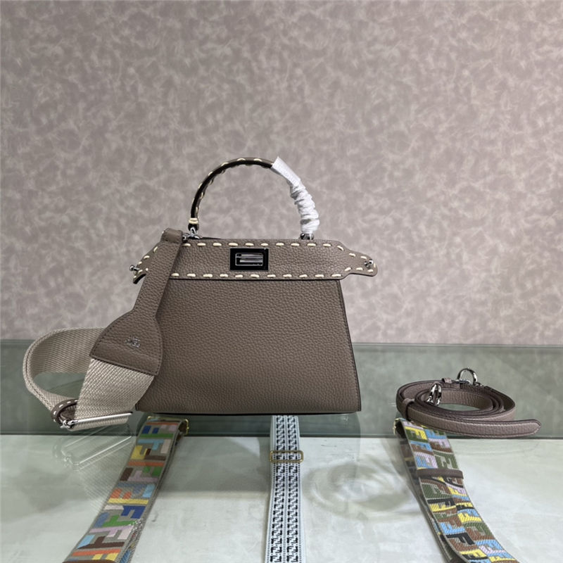 PEEKABOO ICONIC MINI grainy leather Selleria bag Grey High