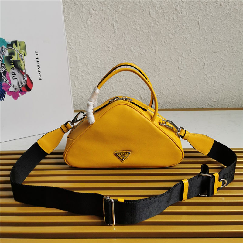 Prada Leather Prada Triangle bag 1BB082 Yellow High