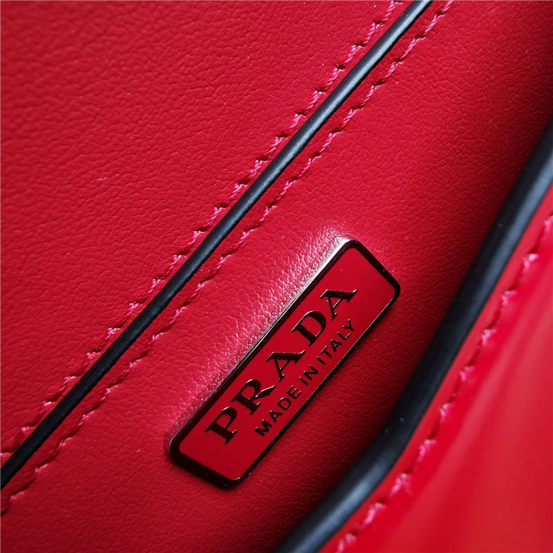 Prada Brushed leather shoulder bag 1bh189 Red High