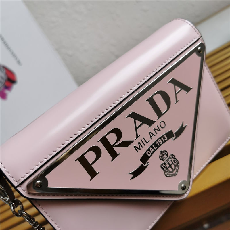 Prada Brushed leather shoulder bag 1bh189 Pink High