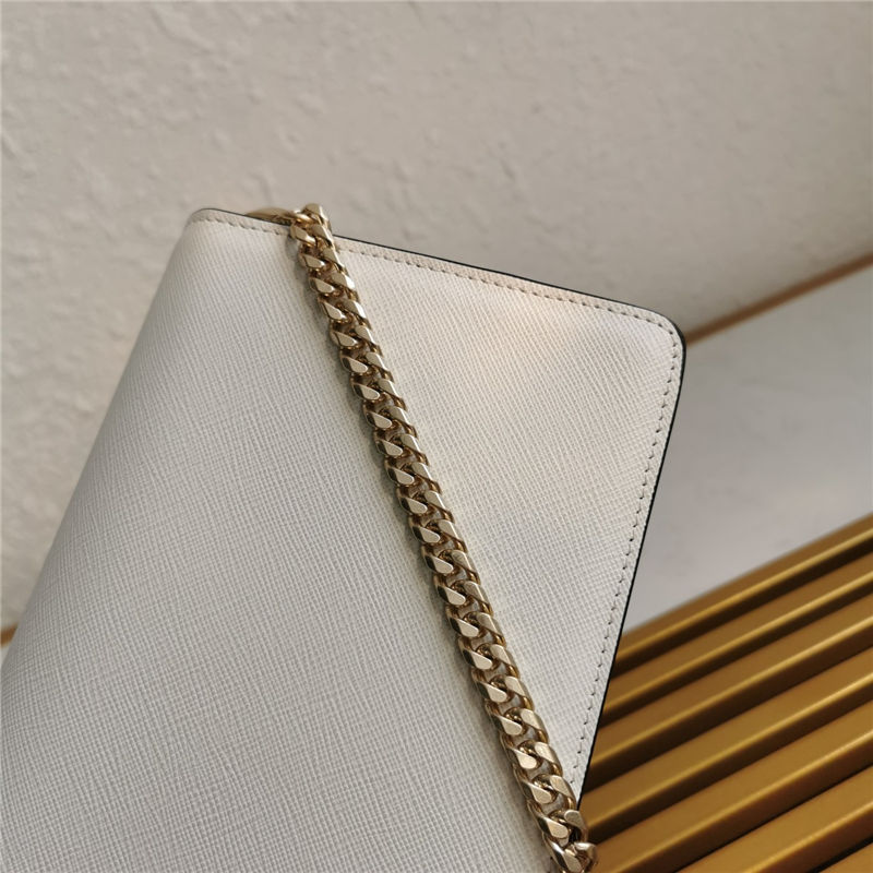 Prada Saffiano leather shoulder bag 1bd318 White High