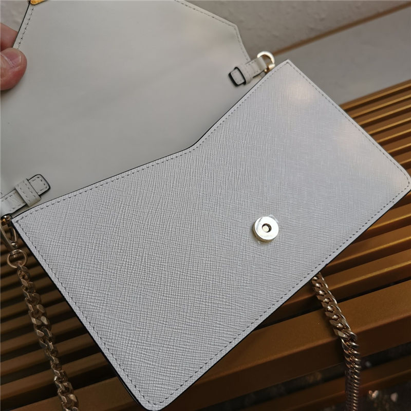 Prada Saffiano leather shoulder bag 1bd318 White High