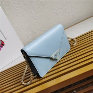 Prada Saffiano leather shoulder bag 1bd318 Blue High