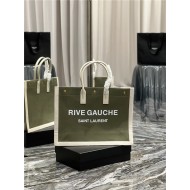 RIVE GAUCHE TOTE BAG IN LINEN AND LEATHER High