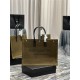 RIVE GAUCHE TOTE BAG IN LINEN AND LEATHER High