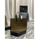 RIVE GAUCHE TOTE BAG IN LINEN AND LEATHER High